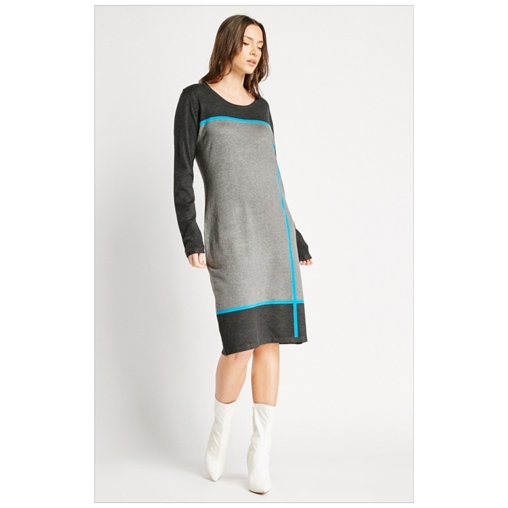 Maglia Knit Color Block Sweater Tunic Dress NWT